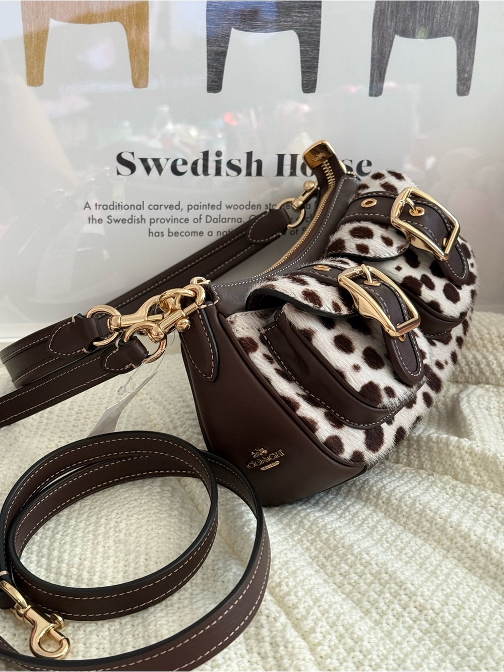Coach Ashton Shoulder Bag In Haircalf Im/Dark Brown Chalk ces67 - Picture 5 of 10